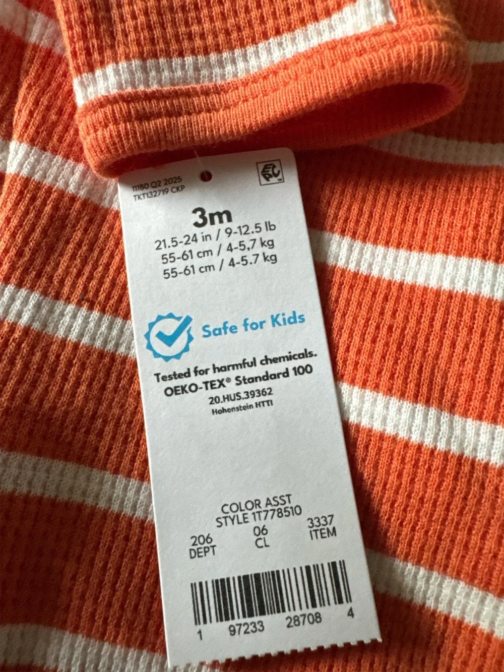 Carter's Just One You Baby Pumpkin Halloween Stripe Footed Onesie Zip 3M NWT